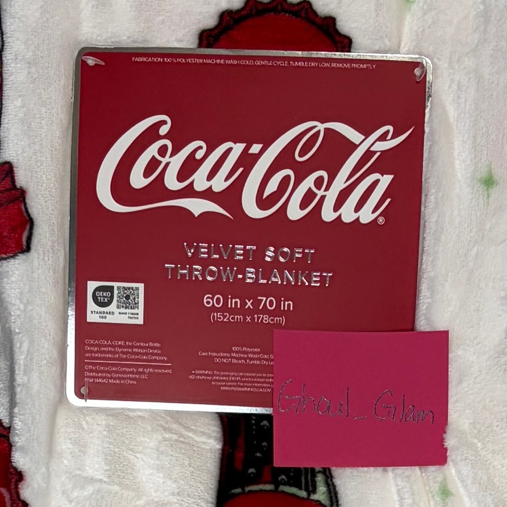 Coca-Cola Velvet Soft Throw Blanket with Coke Bottles - Picture 2 of 4